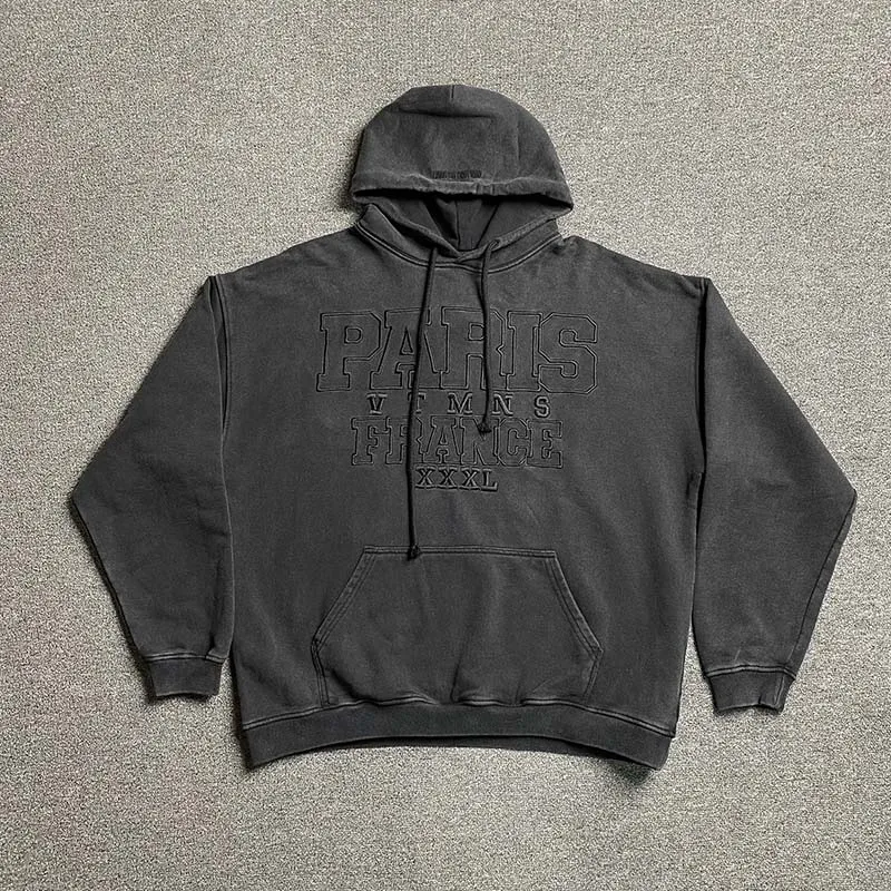 

Высший класс 1/1 VT Париж Франция XXXL Большой логотип с вышивкой Женская и мужская толстовка с капюшоном Толстовка большого размера из хлопка Мужская толстовка пуловер