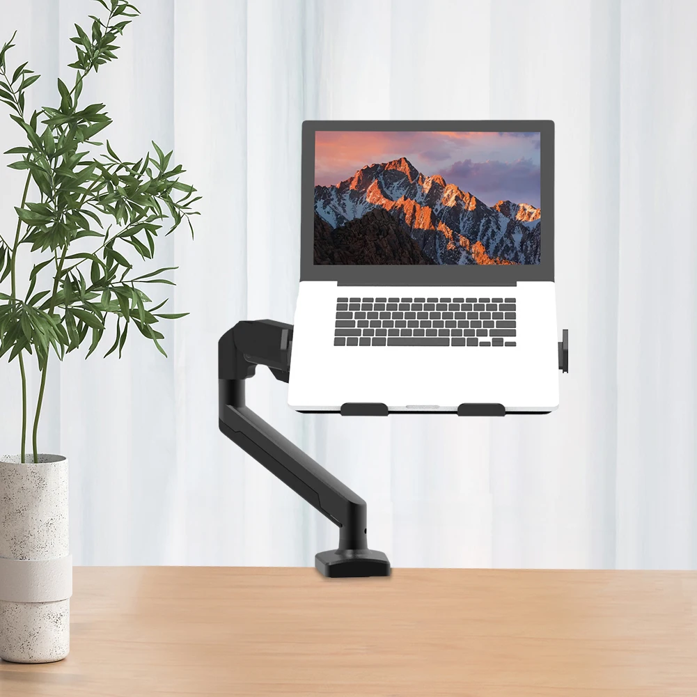 Laptop Mount Fully Adjustable Laptop Arm Mount Clamp-on Grommet Mounting Laptop Desk Mount for 1 Laptop Notebook Up To 17.3 Inch