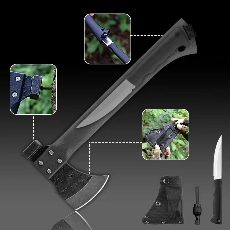 Outdoor multi-function hammer axe high carbon stainless steel outdoor arc hand axe camping axe