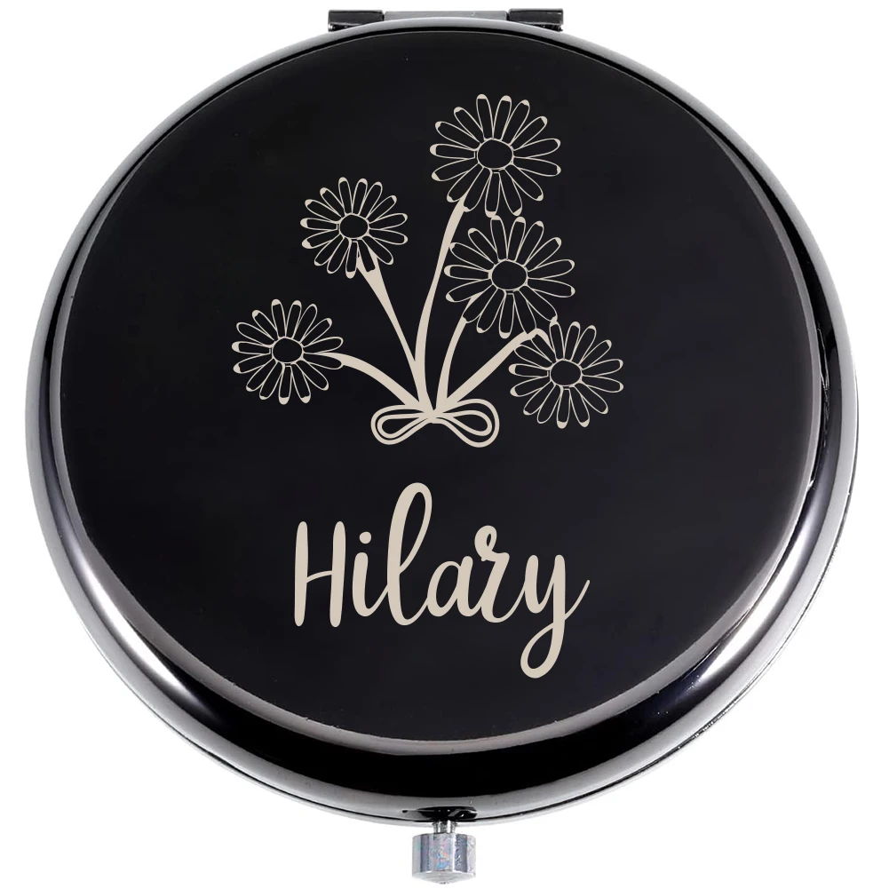 1pc Funny Flowers with a bow Custom Name Round Circle Mirror Makeup Mirror Folding Mirror Pocket Mirror Wedding Party Gifts