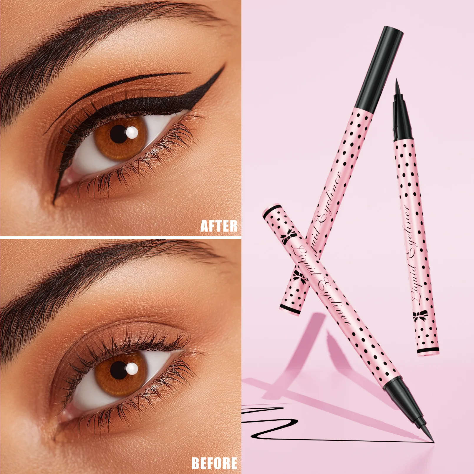 HelloKiss natural easy-to-draw thick black eyeliner pen, waterproof, sweat-proof and non-smudging polka dot eyeliner
