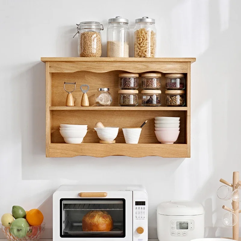 Wooden Wind Hanging Cabinet Creative Wall Hanging Kitchen Shelf Multi Functional Cup Holder Stable and Practical Storage Rack