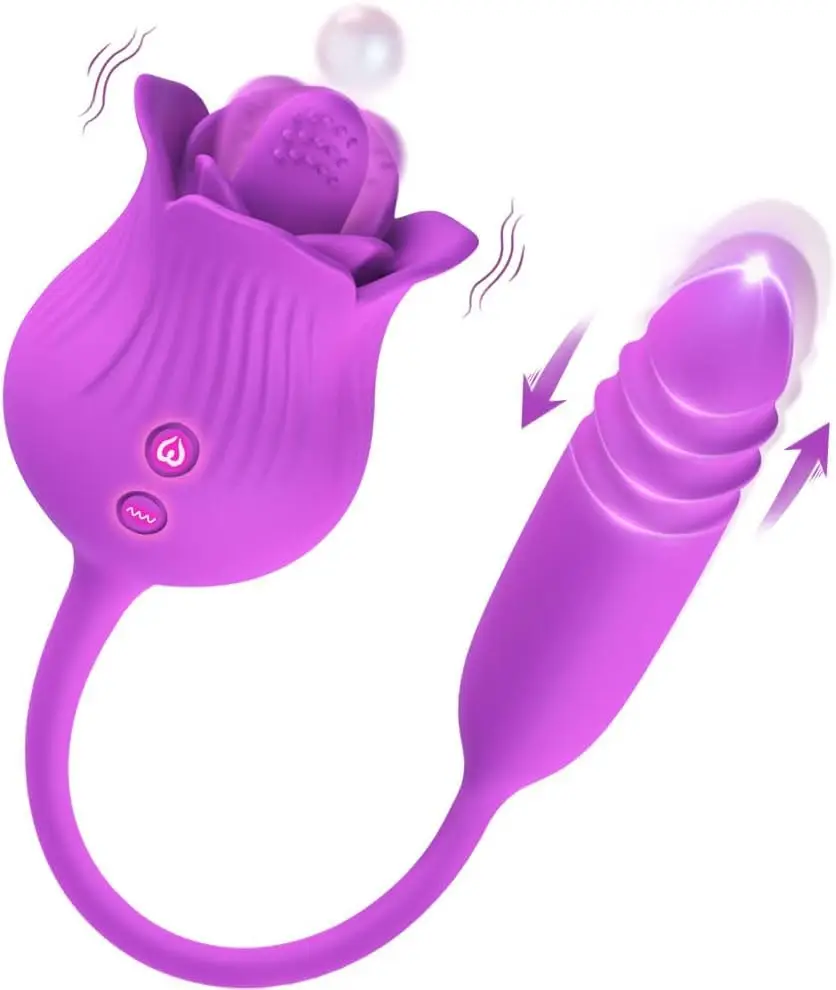 

Vibrator Sex Toys, 4in1 Clitoral Nipple Stimulator with 7 Tongue Licking, 3 Thrusting, 10 Vibration Modes, Adult Sex Toys Game