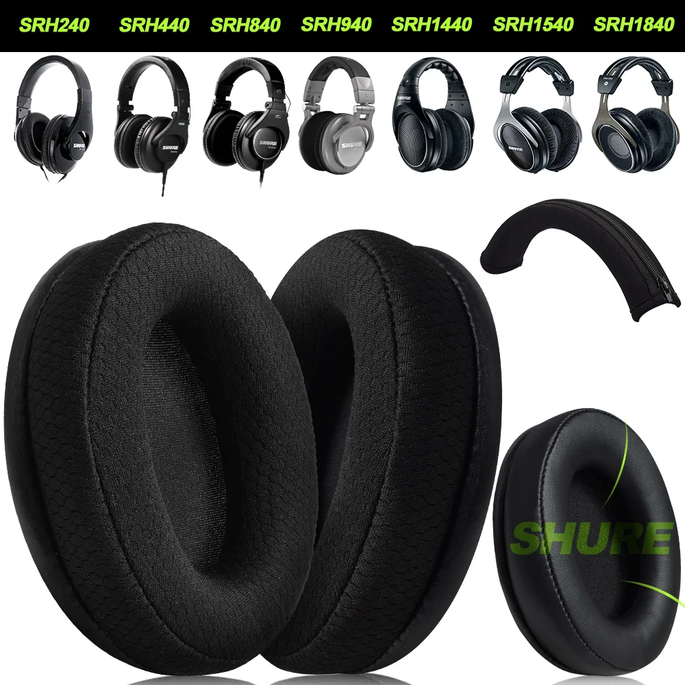 Replacement Foam Ear Pads for Shure SRH240 SRH440 SRH840 SRH940 SRH1440 SRH1540  SRH1840 memory foam Earpads Protein Leather