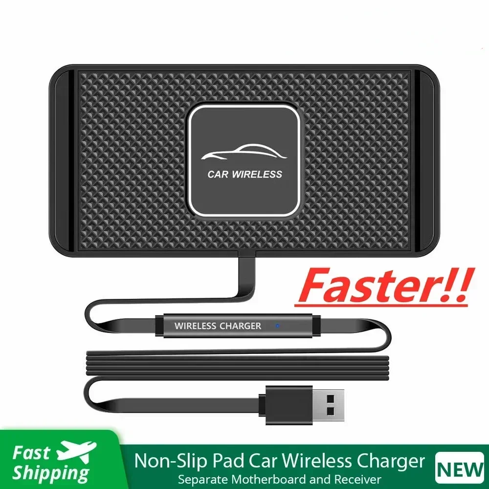 Car Wireless Charger Silicone Non Slip Pad for iPhone 15 14 13 12 Samsung 15W Car Wireless Phone Chargers Fast Charging Station