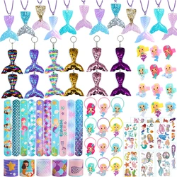 72 pz/36 pz sirena bomboniere ragazze compleanno Pinata Filler regali di nozze di natale braccialetto sirena portachiavi collana giocattoli