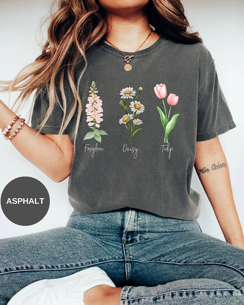 Camisa de manga corta con cuello redondo para mujer, camisa FDT sutil, camiseta anti Trump de flores, camiseta política, regalo feminista, ropa de calle informal divertida