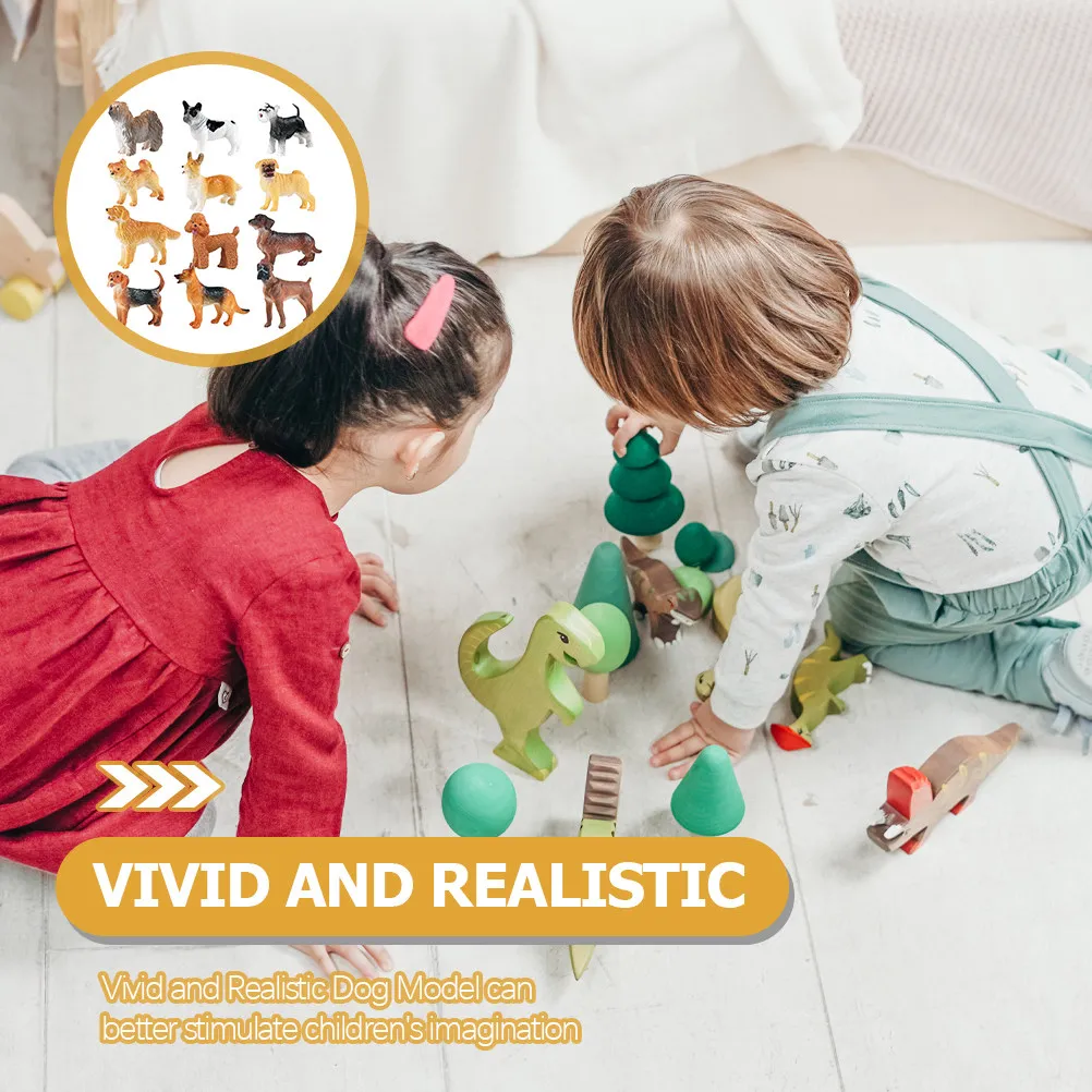 12Pcs Mini Dog Ornament Exquisite Realistic Puppy Figure for Learning Color Recognition Imagination Stimulation Home