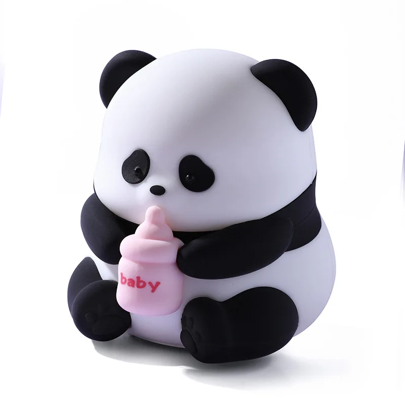 Novel Pat Panda LED Night Light USB Rechargeable Cute Silicone Bedside Lamp Dimming Sleep Table Lamp Birthday Gift Room Decor