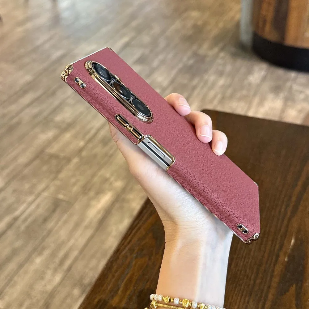 

Роскошный чехол для Magsafe для Samsung Galaxy Z Fold 5 6 7, искусственная кожа, двойной шарнир, магнитная беспроводная зарядка, без передней крышки, принципиально