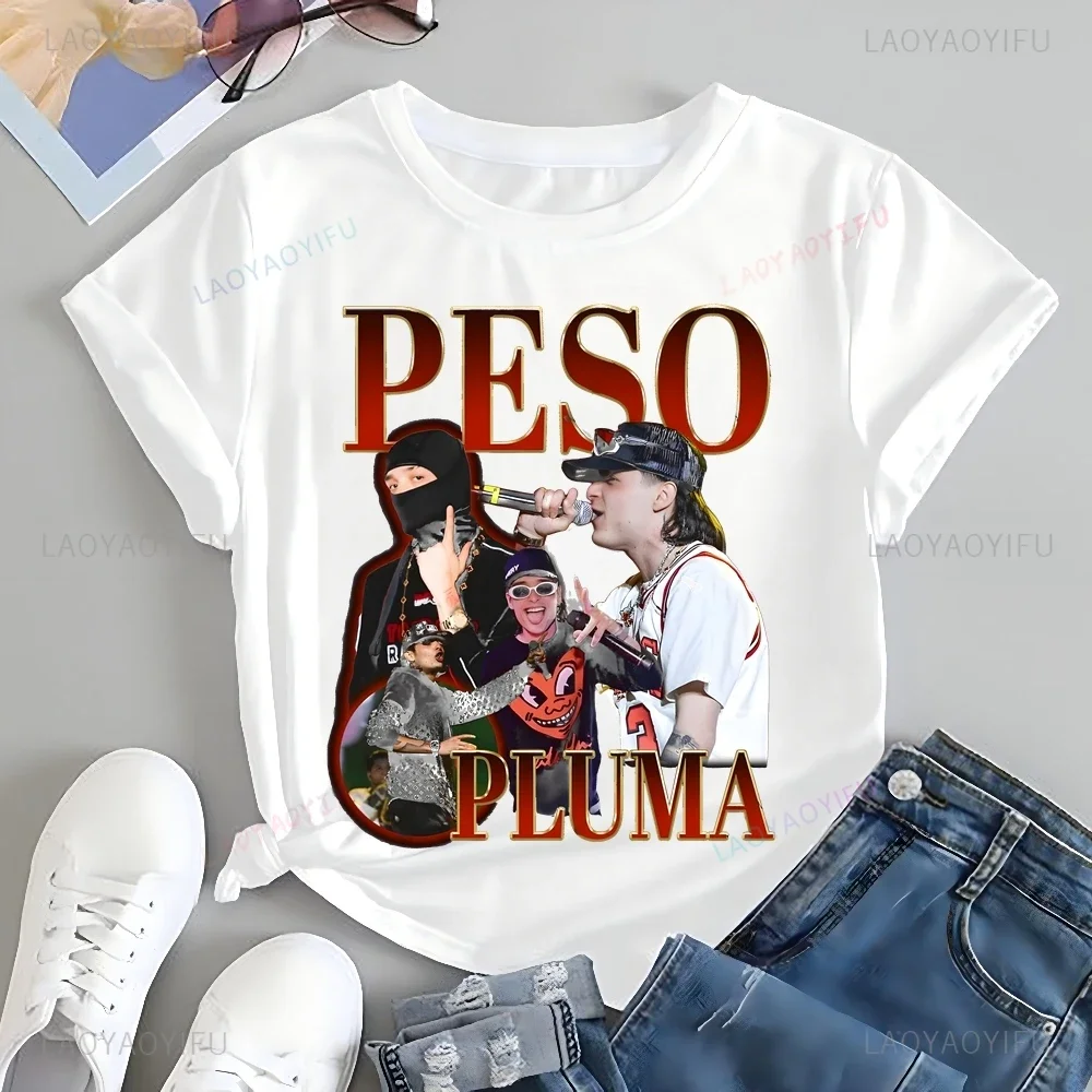 

Streetwear PESO PLUMA Mexican Singer Print T-shirt Top PESO PLUMA Trend Short-sleeved Unisex Shirt Cotton Oversized T-shirt