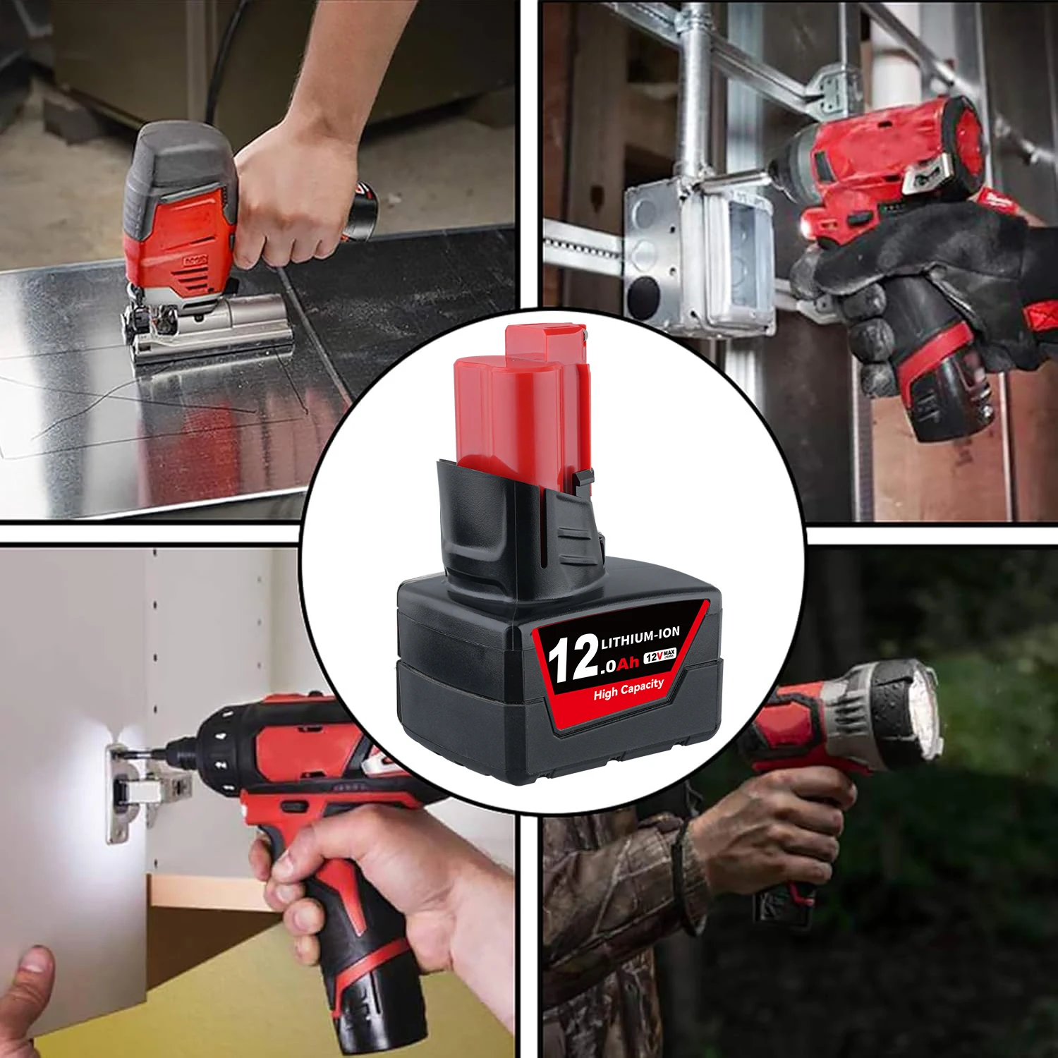 VANON 1/2/4Pack 12Ah M12 สำหรับมิลวอกี 12V 48-11-2412 48-11-2450 แบตเตอรี่พินชุดสำหรับมิลวอกีเครื่องมือไฟฟ้าไร้สาย