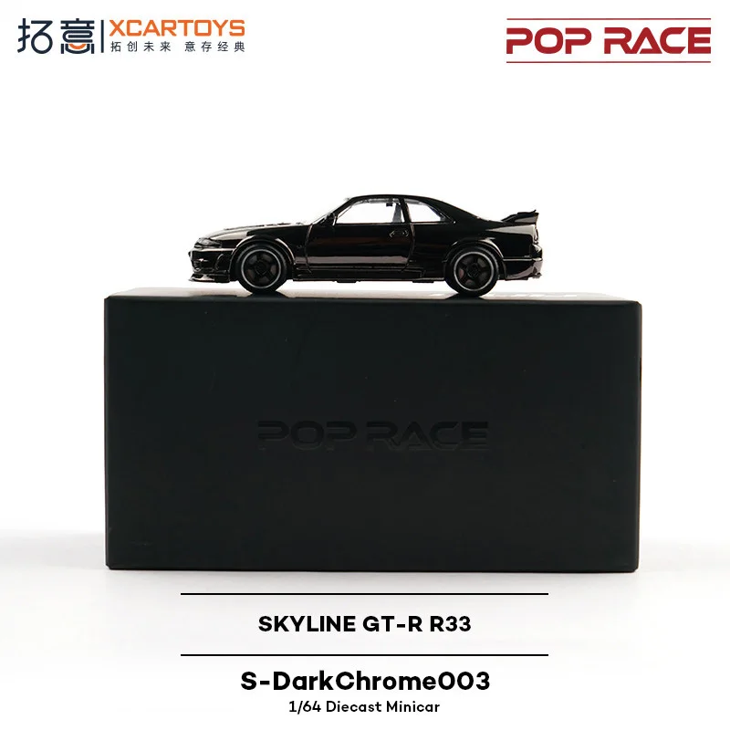 

POP RACE 1:64 S-DarkChrome003 Nissan Skylines God of War GT-R R33 Alloy Diecast Car Model