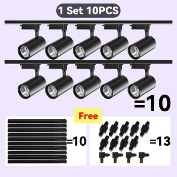 LED 트랙 라이트 세트, 고정장치 COB 트랙 조명, 벽 램프 레일, 220V 스포트라이트, 의류 매장 및 가정용 