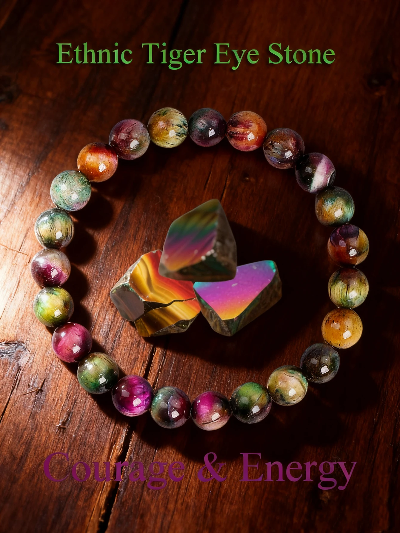 قوس قزح عين النمر سوار الخرز الحجر الطبيعي اليدوية الطاقة الريكي شفاء لحماية الحظ السعيد مجوهرات الطاقة الإيجابية #2
