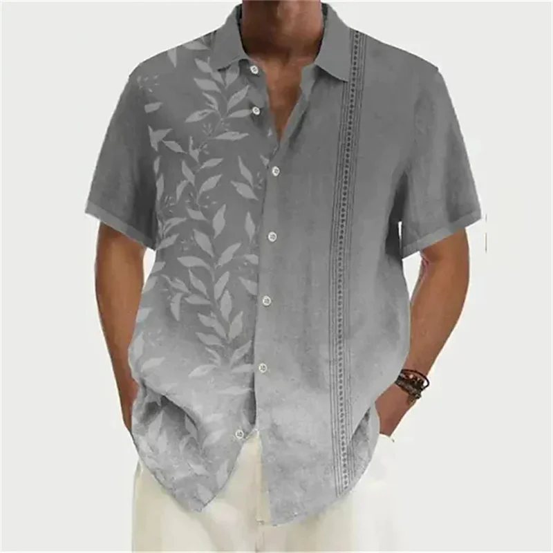 Summer 2023 men\'s shirt Hawaiian shirt coconut wood 3D printing short sleeve button clothes tropical fashion jacket S-5XL