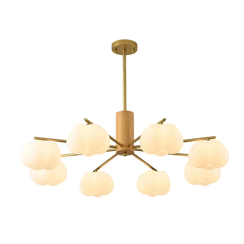 Cream wind dining room chandelier Nordic jack-o-lantern French living room premium feeling hall eye protection bedroom lamp