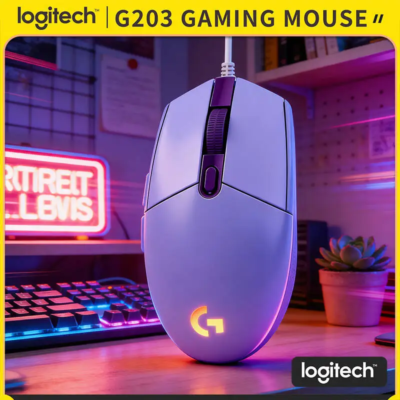 

Logitech G203 RGB Wired Mouse, High Accuracy Sensor, Customizable Buttons, Braided Cable, Compatible Windows/Mac