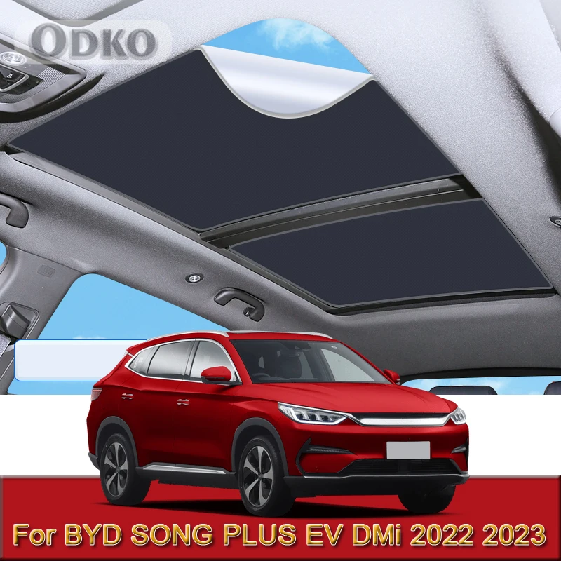 Car Electrostatic Adsorption Sunroof Sunshade For BYD SONG PLUS EV DMi 2022 2023 Heat Insulation Skylight Sticker Accessories