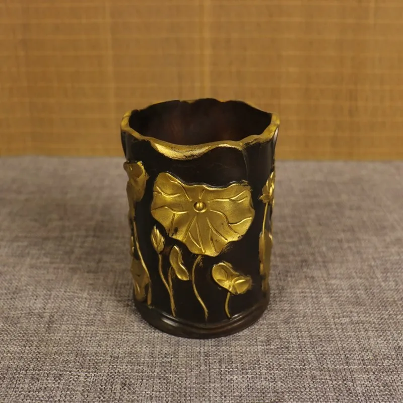 Office , decorative stationery, indoor copper ornament, lotus-shaped holder for home use, storage pen holde