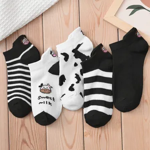 5 pairs womens socks loody cow pattern short socks creative printing socks ankle soch 8 Main Sales Female Socks - №8
