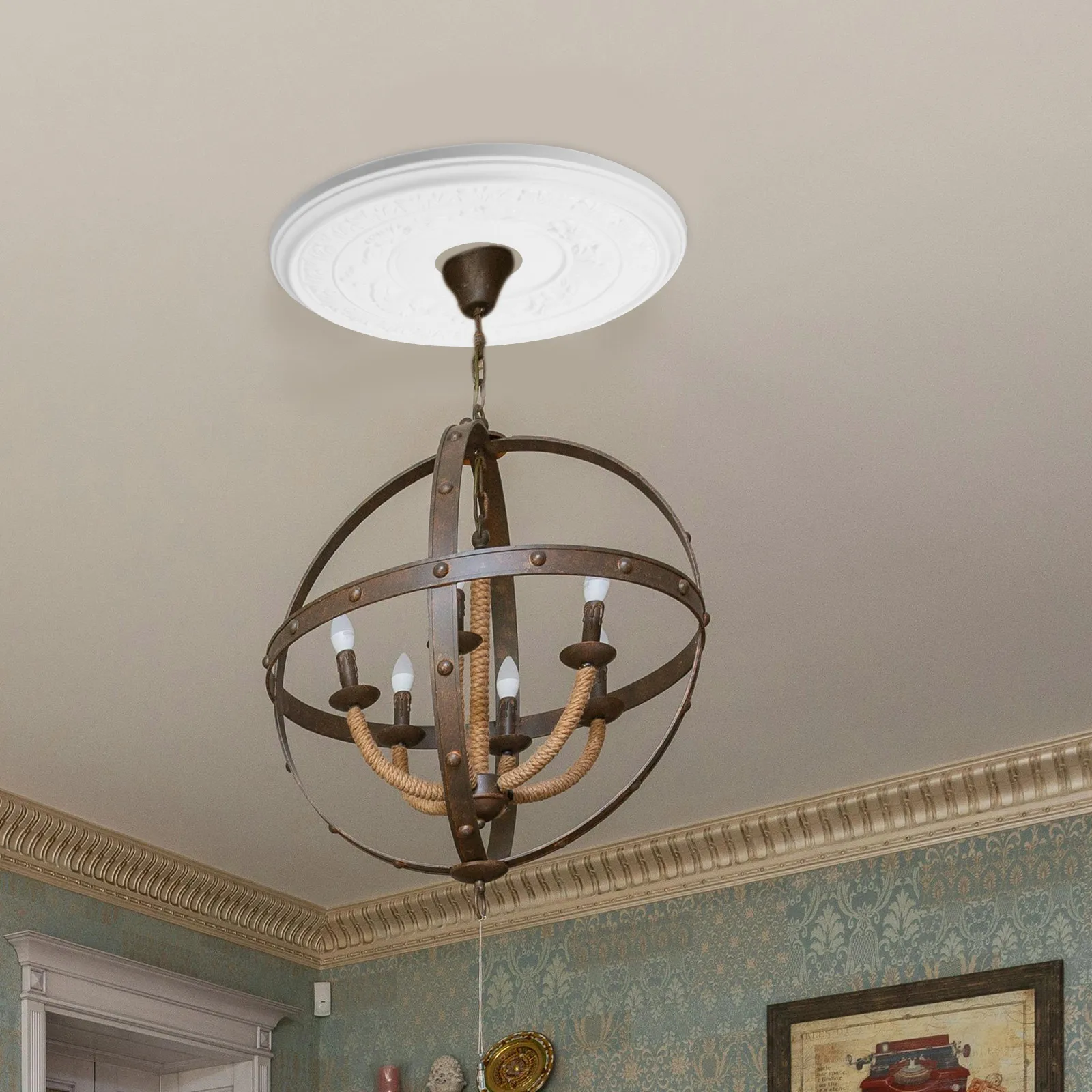 

Crystal Lamp Tray 41CM White Plastic PU Ceiling Medallion Chandelier Cover Plate Pendant Light Parts Office Decor