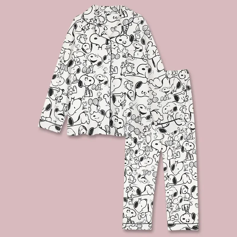 

Snoopy Pajamas Women's Spring and Fall Long Sleeve Pants Cardigan Suit Home Clothes Cute Cartoon sleepwear nightgown