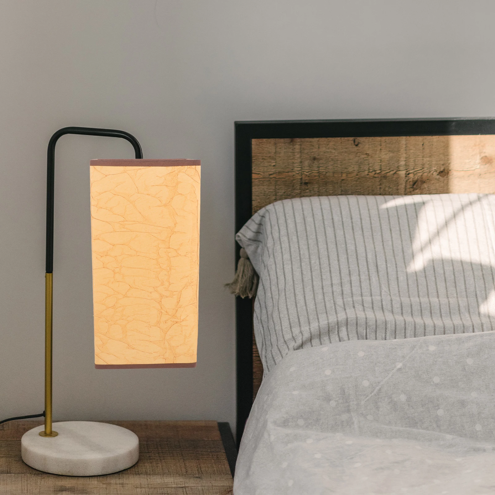 

Бумажный абажур, прочный, износостойкий, квадратный дизайн, винтажный стиль, основание E27, аксессуары для потолочных светильников