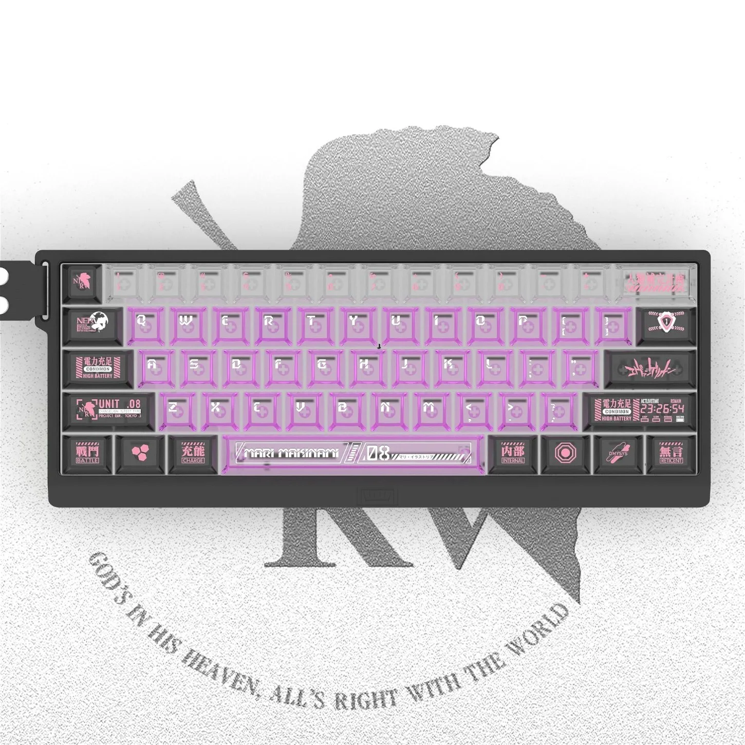 Number 8 Machine Theme Top Fog Through Cherry Keycap Kit PC 105 Keys for 60/64/84/98 Mechanical Magnetic Axis Keyboard