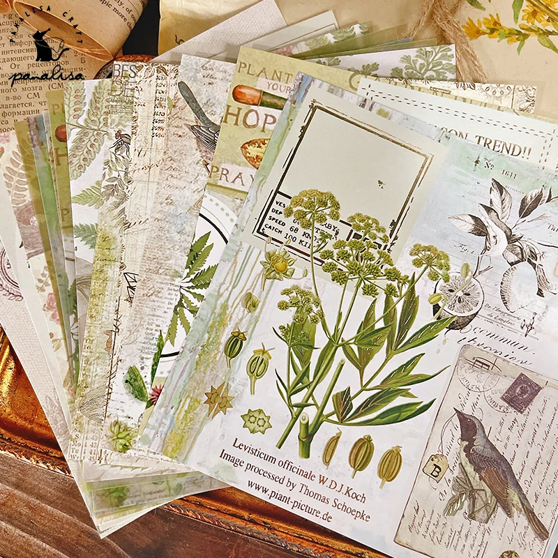 Panalisa-Pacote De Papel Scrapbooking Modelado Vintage, Papel Artesanal Artesanal, Cartão De Almofada De Fundo, 15 Folhas, 13x13cm