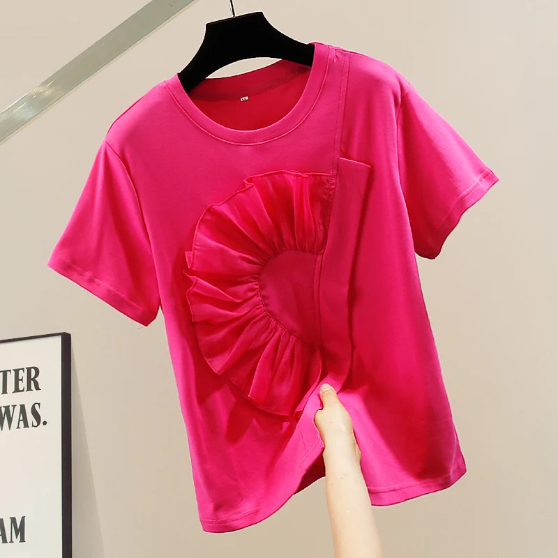 

Модная женская футболка Faion Heavyweight с круглым вырезом, асимметричным разрезом, свободного кроя, однотонная, универсальная, трендовая