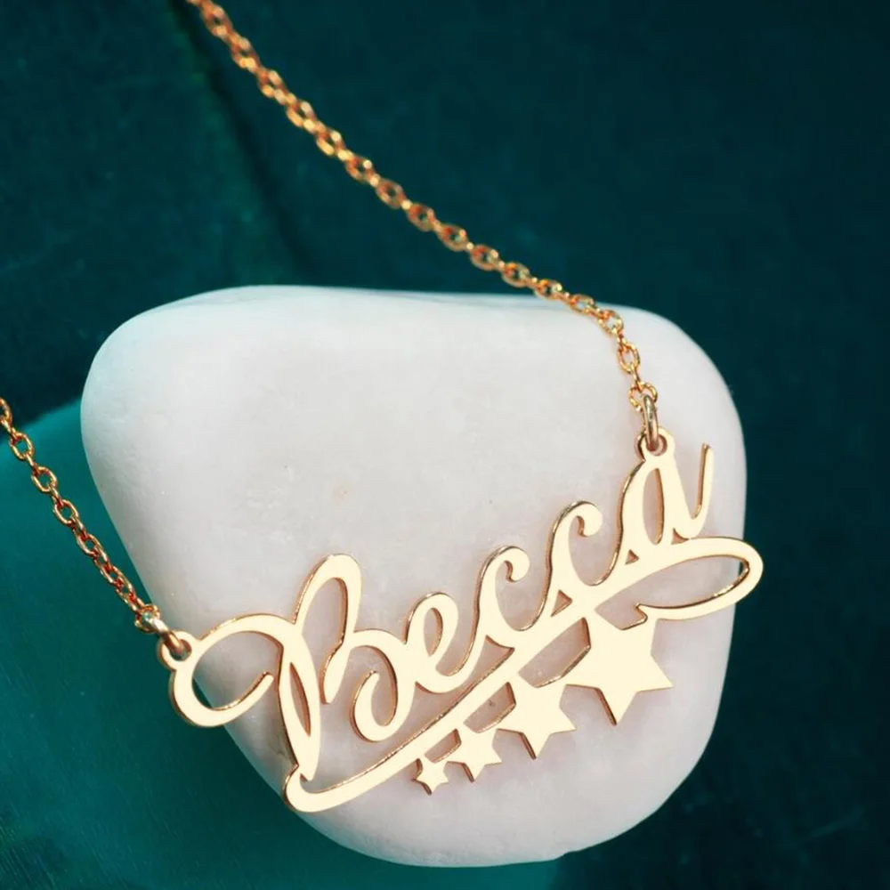 

Star Name Necklace, Custom Personalized Name Necklace, Personalized Necklace, Silver, Christimas Jewelry, Valentine's