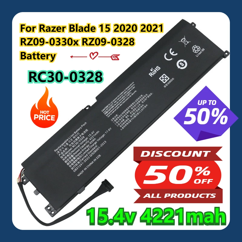 

Для Razer Blade 15 2020 2021 RZ09-0330x RZ09-0328 RC30-0328 Аккумулятор