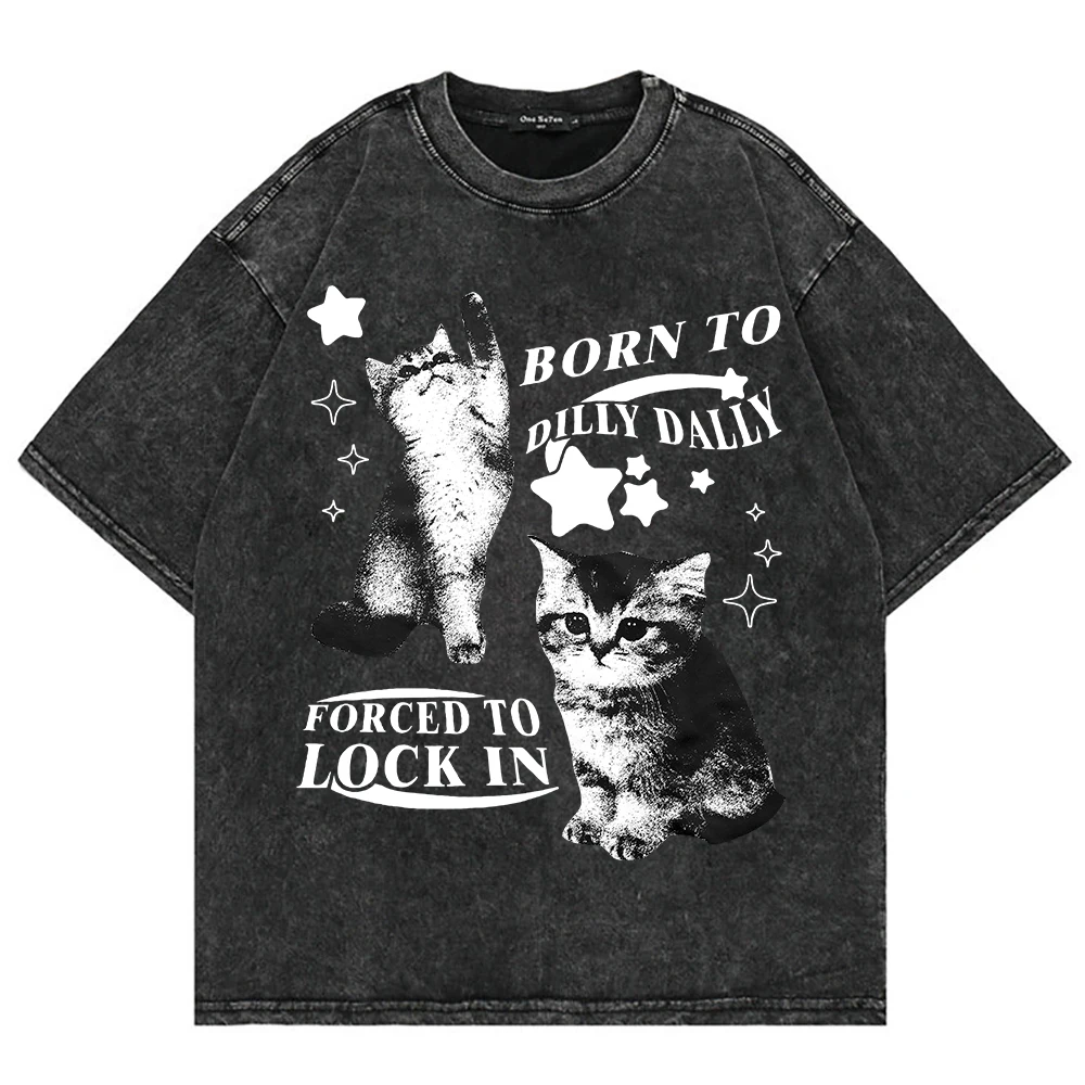 

Oversized Y2K Vintage Washed Cotton Tee, 230GSM Harajuku Style T-shirt Unisex, 2026 Fashion Short Sleeve O-Neck Streetwear Top