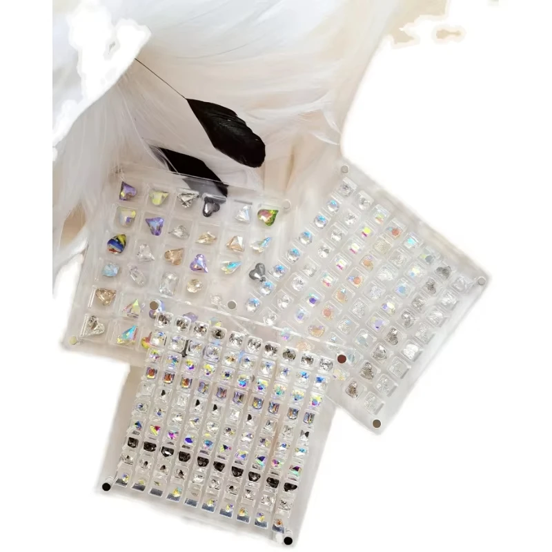 Transparent Acrylic Jewelry Organizer Nail Art Crystal Diamond Stone Jewelry Storage Box Nail Rhinestone Display Organizer