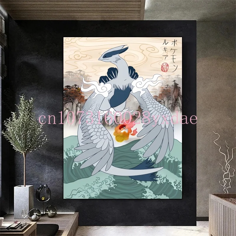pintura-em-tela-de-anime-japones-pokemon-posteres-de-lugia-e-ho-oh-impressoes-de-mural-arte-de-parede-decoracao-estetica-para-casa-quadros