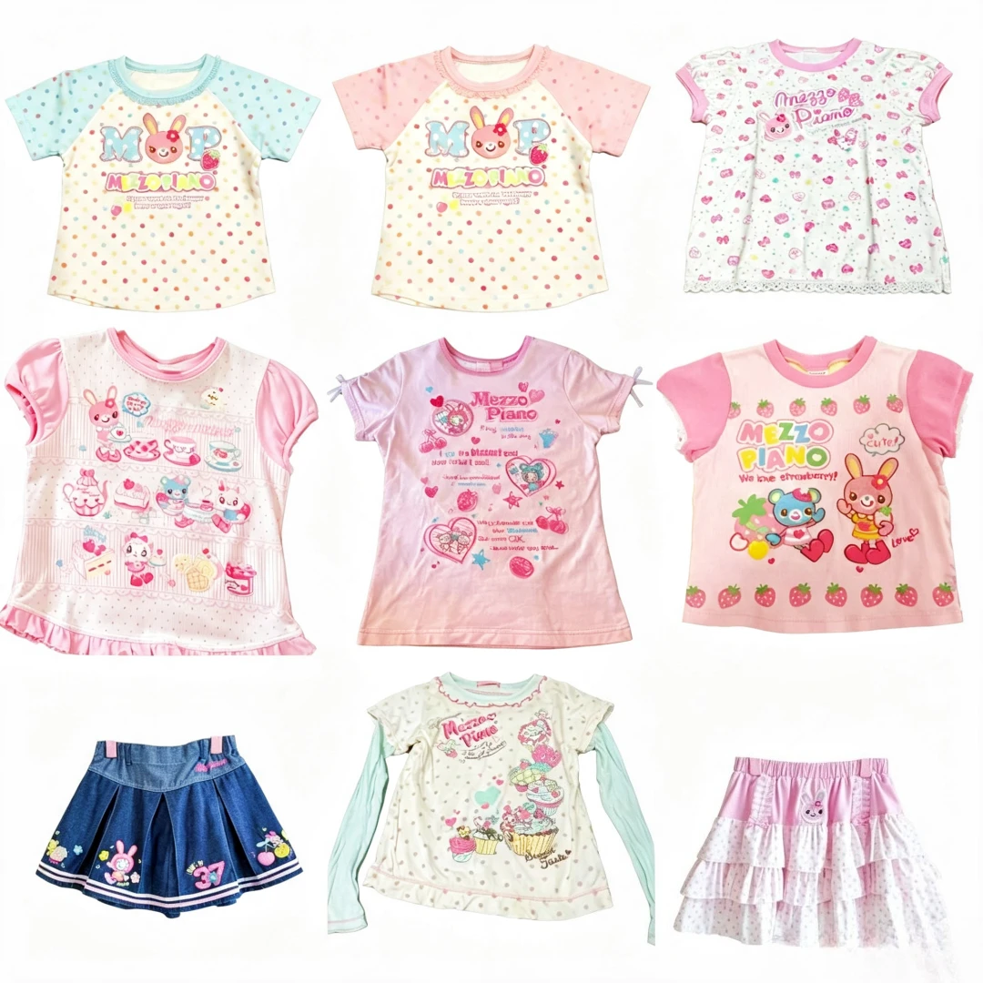 Cute Cartoon Print Japanese Sweet Kawaii Tshirts Women Short Sleeve Tees Summer Y2k Aesthetic Harajuku Fashion Tops New