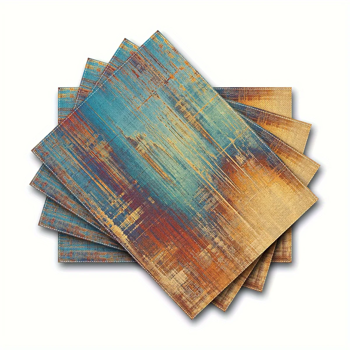 

4-Piece Set of Farmhouse Placemats, Retro Abstract Messy Rust Painting Table Mats for Outdoor, Family Party Kitchen and Restaurant Decoration