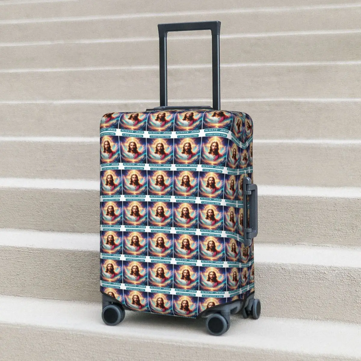

QuotI Am With You Always Jesus Biblical Suitcase Cover Protection Elastic Travel Luggage Protector Covers for 18-32 Inch