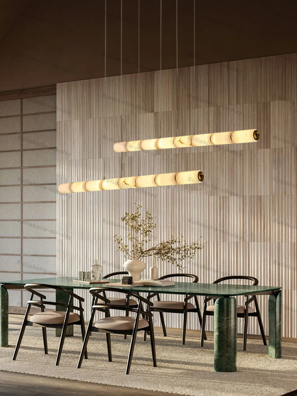 Chinese Bamboo Marble Collection Dimmable LED 2026 Chandelier Lustre Hanging Lamp Suspension Luminaire Lampen For Dinning Room
