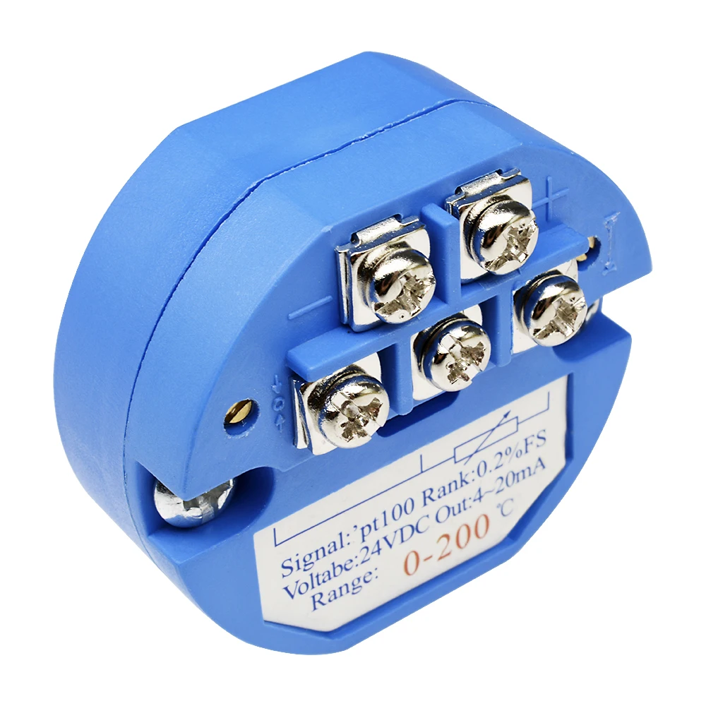 ตัวแปลงสัญญาณเซ็นเซอร์วัดอุณหภูมิแบบ PT100 เป็น 4-20mA ช่วง 0-200 องศา ใช้ไฟ DC 24V แบบต้านทานความร้อน