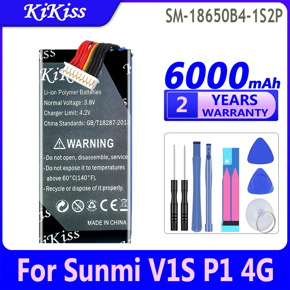 

6000mAh KiKiss Powerful Battery SM-18650B4-1S2P (7 line) For Sunmi P1 4G WS920 W6900 POS 1INR19/66-2 V1S