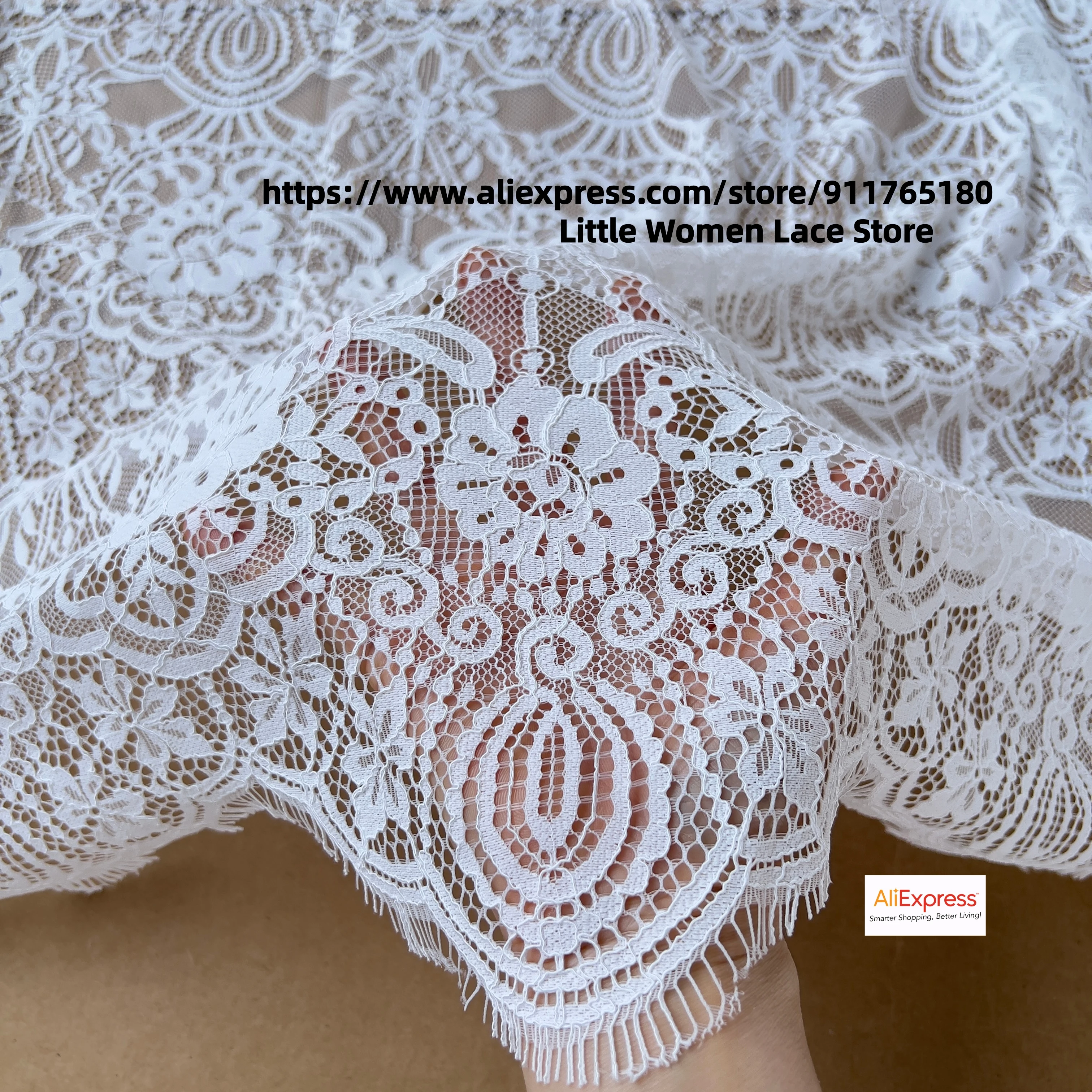 

Boder Lines Cord Lace Fabric Milky Off White Color Lady Dress Lace Soft 1.5M Wide, 3M Long