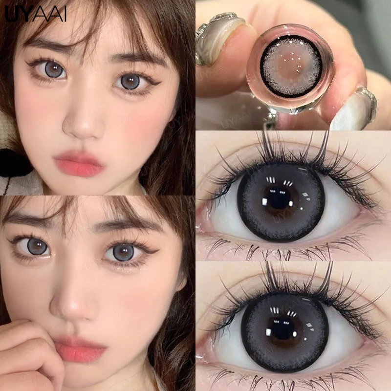 UYAAI Natural Colored Eyes Lenses 1 Pair Lens Disposable Brown Colored Lenses Gray Contact Lenses Korea  with Graduation Pupils