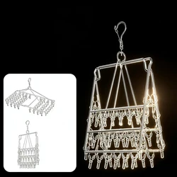 Fold Stainless Steel Windproof Clothespin Laundry Hanger Clothesline Sock Towel Bra Drying Rack Clothes Peg Hook Airer Dryer 4mm