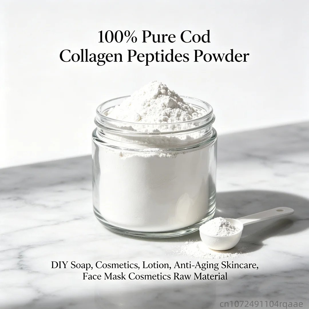 100% Pure Cod Collagen Peptides Powder for DIY Soap, Cosmetics, Lotion, Anti-Aging Skincare, Face Mask Cosmetics Raw Material