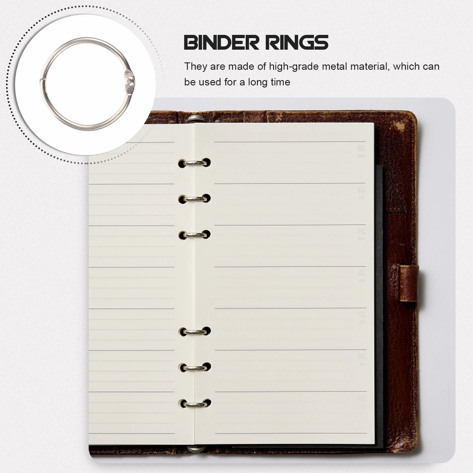 

100Pcs Binder Rings Wear-Resistant Metal Multi-Use Book Rings for Office School Keys Supply Key Ring Daily Use Book Ring