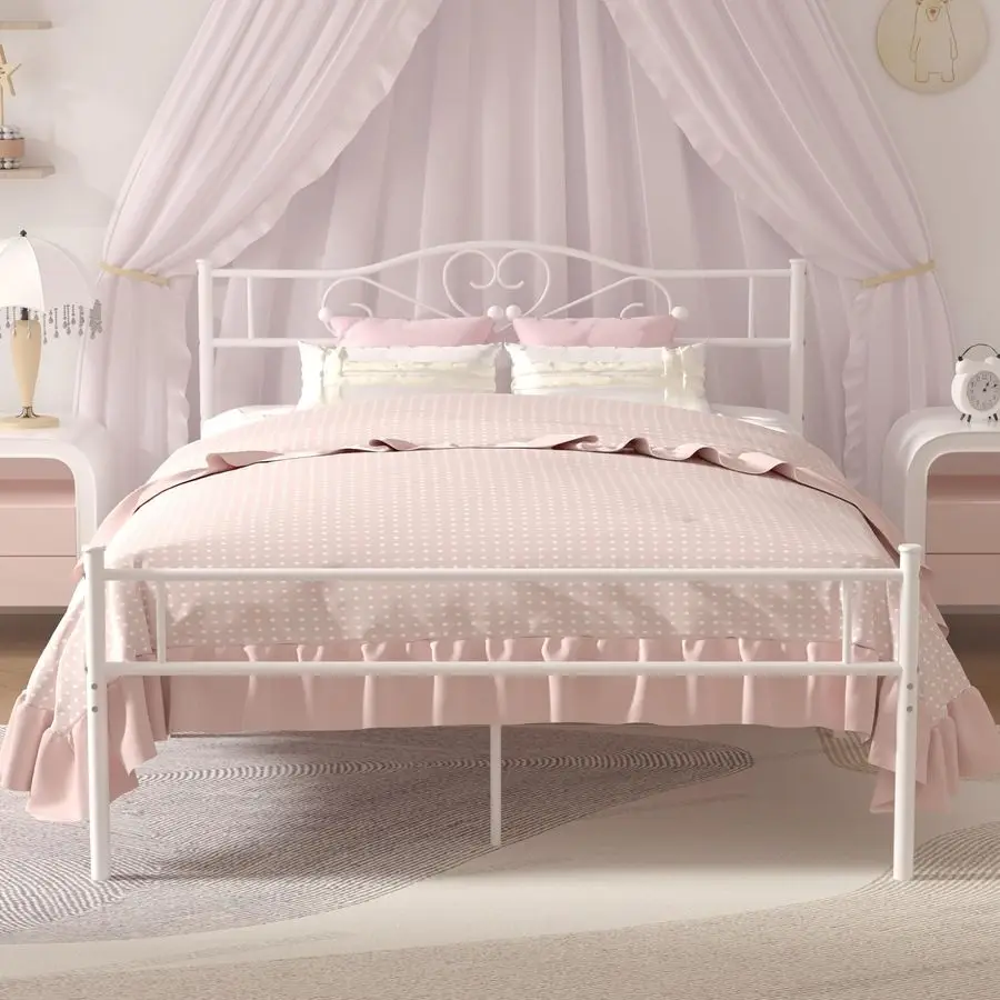 

VECELO 14 Inch Queen Size Metal Platform Bed Frame with Headboard and Footboard, Heavy Duty Mattress Foundation with Steel Slat