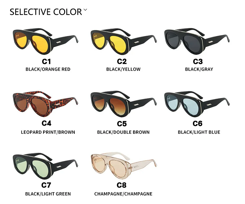 Mode Pilot Sonnenbrille Frauen Marke Designer Neue Große Rahmen Sonnenbrille UV400 Oval Schutz Sonnenbrillen – Detail 2