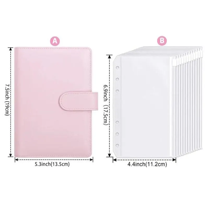 A6 Budget Planner Binder Notebooks Money Saving Organizer PU Leather Cash Envelope Pocket Cash Fill Folder Office Accessories